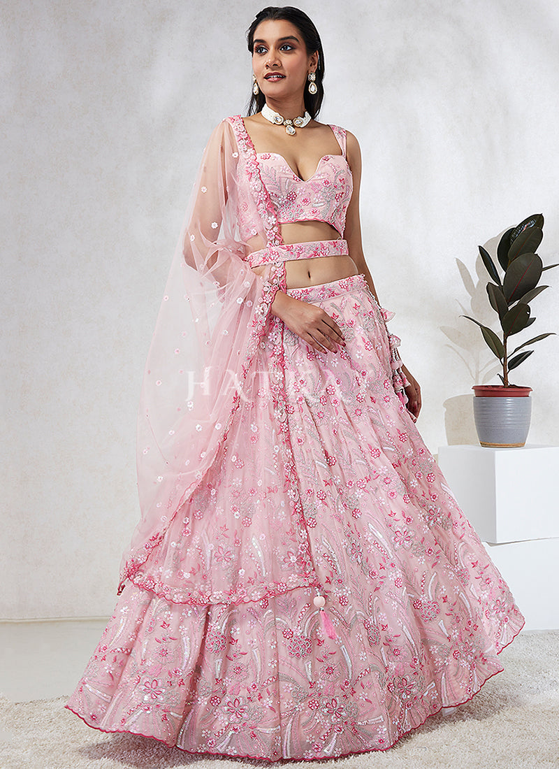 Blush Pink Embroidery Bridal Lehenga Choli
