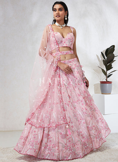 Blush Pink Embroidery Bridal Lehenga Choli