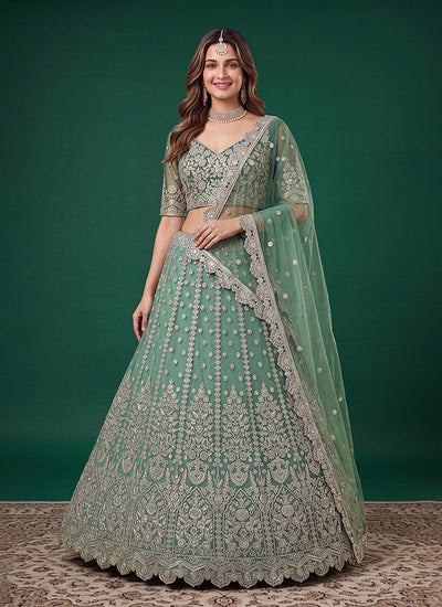Sea Green Embroidery Lehenga Choli