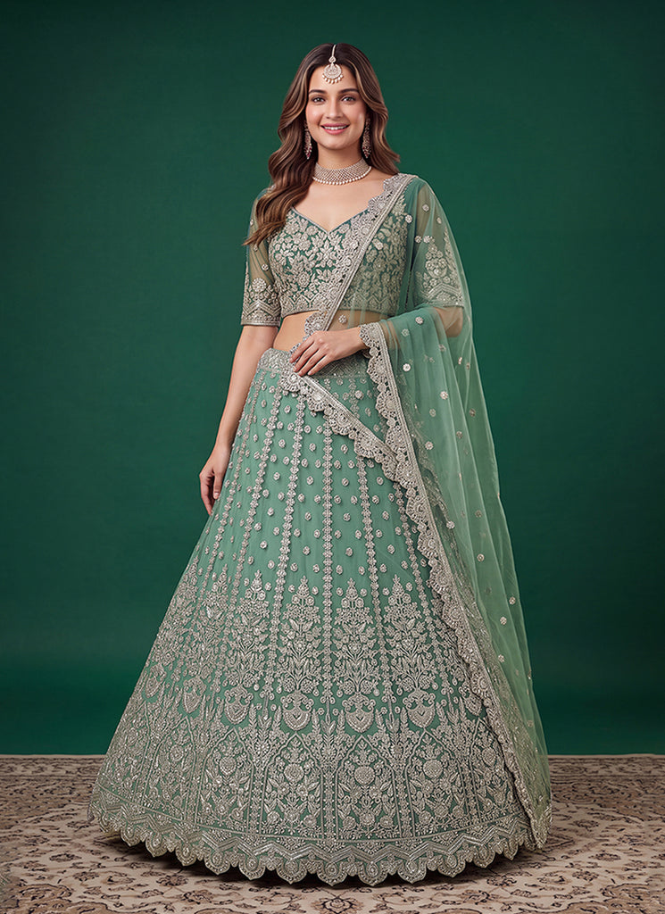 Sea Green Embroidery Lehenga Choli
