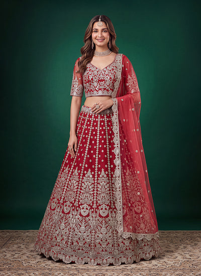 Bridal Red Embroidery Lehenga Choli