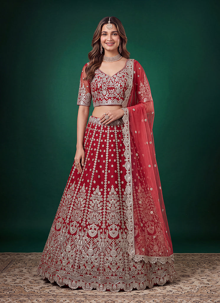 Bridal Red Embroidery Lehenga Choli