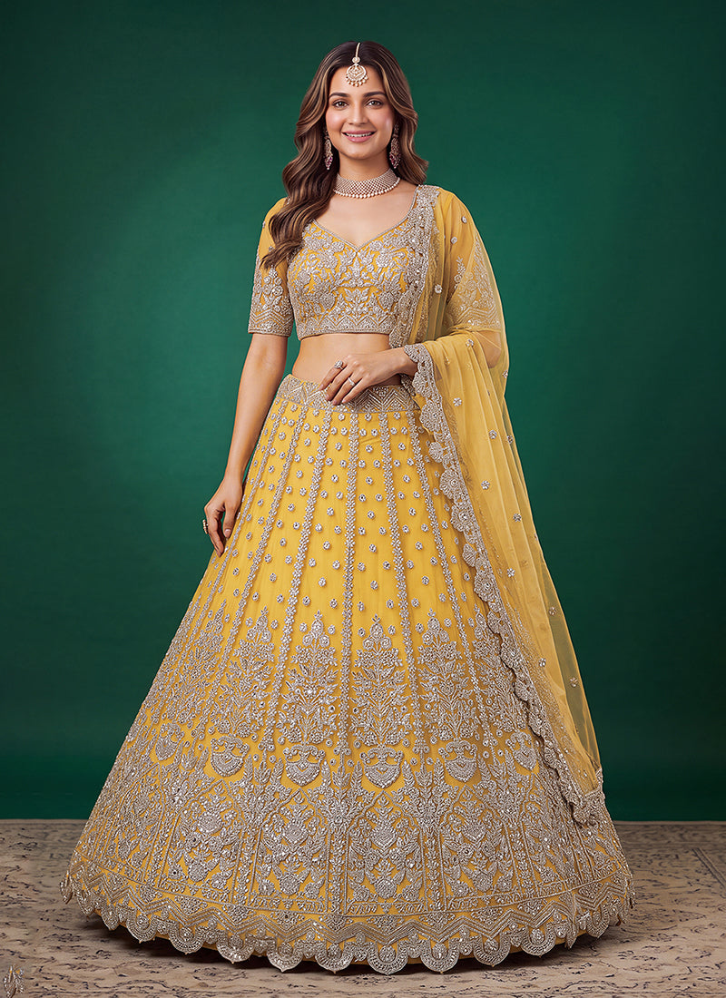 Yellow Embroidery Lehenga Choli