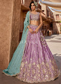 Purple And Teal Embroidered Bridal Lehenga Choli