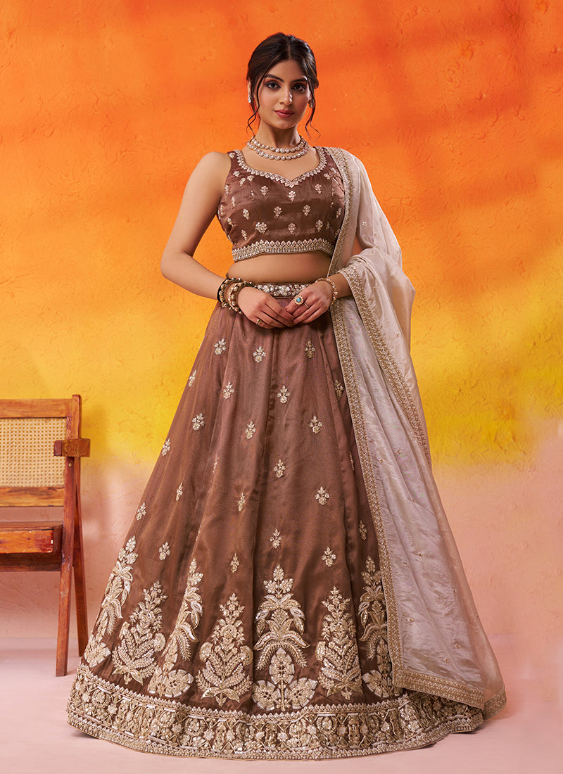 Brown Bridal Lehenga Choli