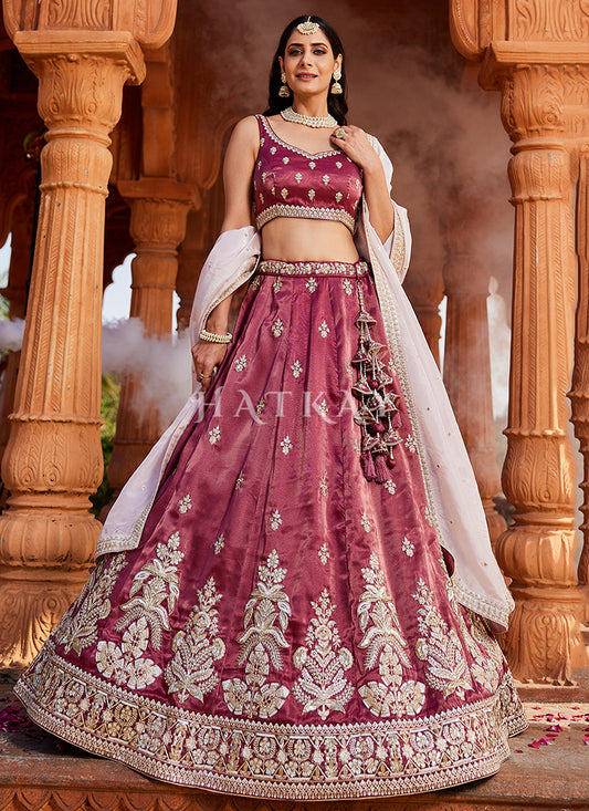 Deep Wine Traditional Embroidery Bridal Lehenga Choli