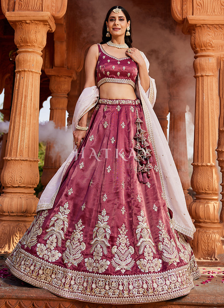 Deep Wine Traditional Embroidery Bridal Lehenga Choli