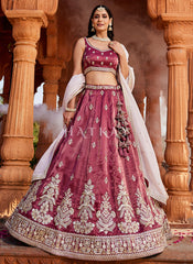 Deep Wine Traditional Embroidery Bridal Lehenga Choli