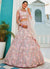 Grey And Pink Floral Embroidery Bridal Lehenga Choli