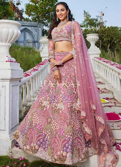 Pink Traditional Embroidery Bridal Lehenga Choli