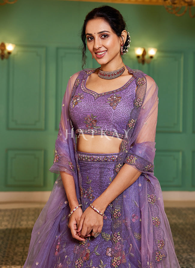 Light Purple Multi Embroidery Lehenga Choli