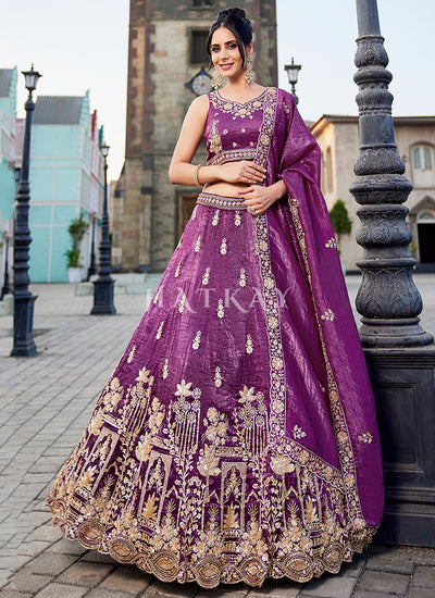 Magenta Embroidery Bridal Lehenga Choli