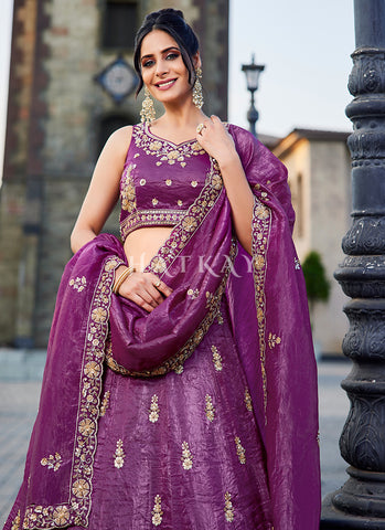 Magenta Embroidery Bridal Lehenga Choli