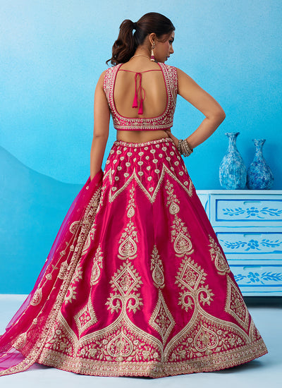 Rani Pink Designer Embroidery Lehenga Choli