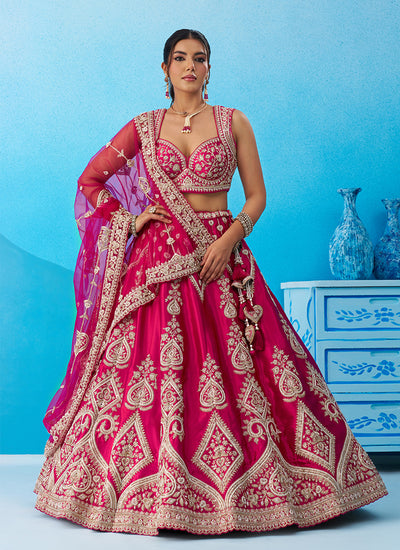 Rani Pink Designer Embroidery Lehenga Choli