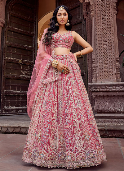 Coral Pink Wedding Lehenga Choli