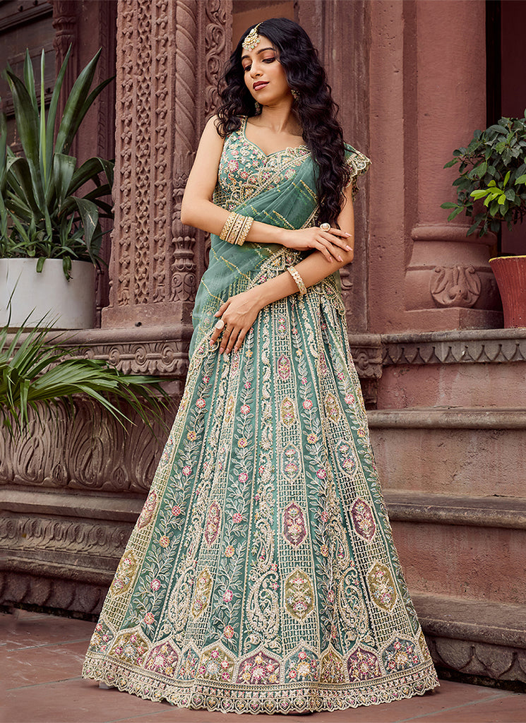 Sea Green Wedding Lehenga Choli