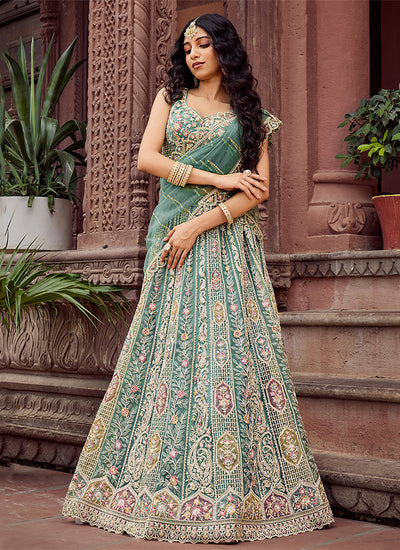 Sea Green Wedding Lehenga Choli