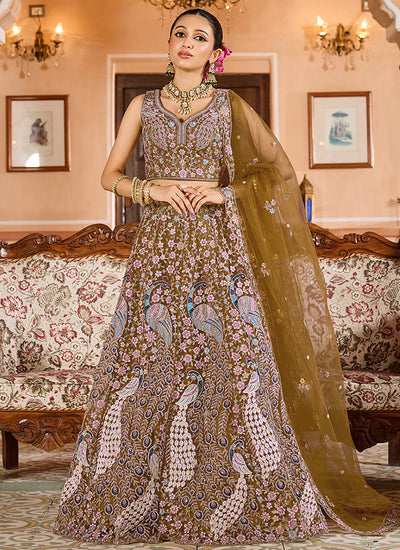 Mustard Yellow Multi Embroidery Bridal Lehenga Choli