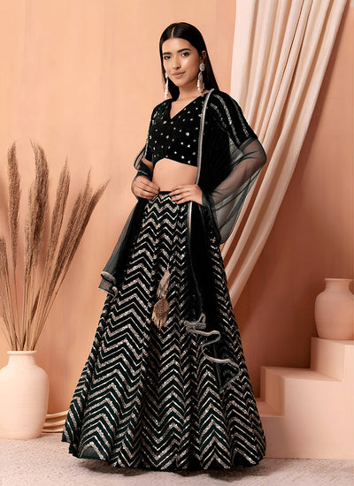 Black Sequins Embroidery Festive Lehenga Choli