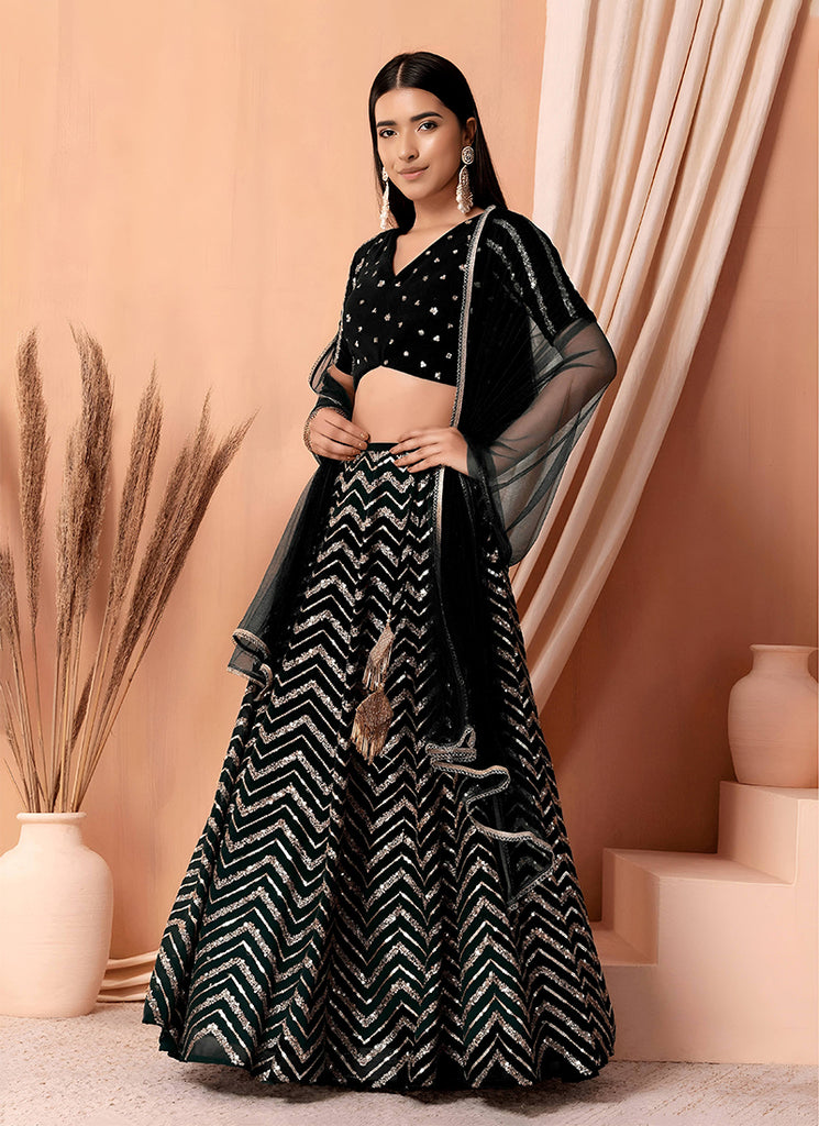 Black Sequins Embroidery Festive Lehenga Choli