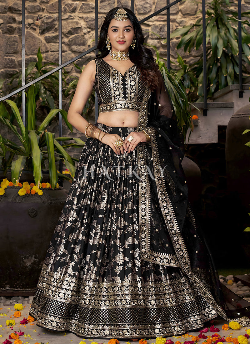 Black Embroidered Party Wear Lehenga Choli