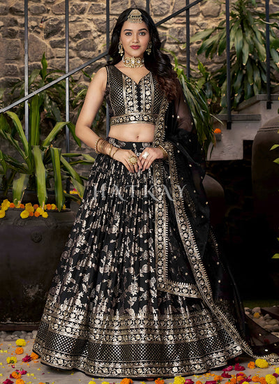 Black Embroidered Party Wear Lehenga Choli