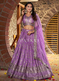 Lavender Embroidered Party Wear Lehenga Choli