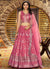Coral Pink Embroidered Party Wear Lehenga Choli