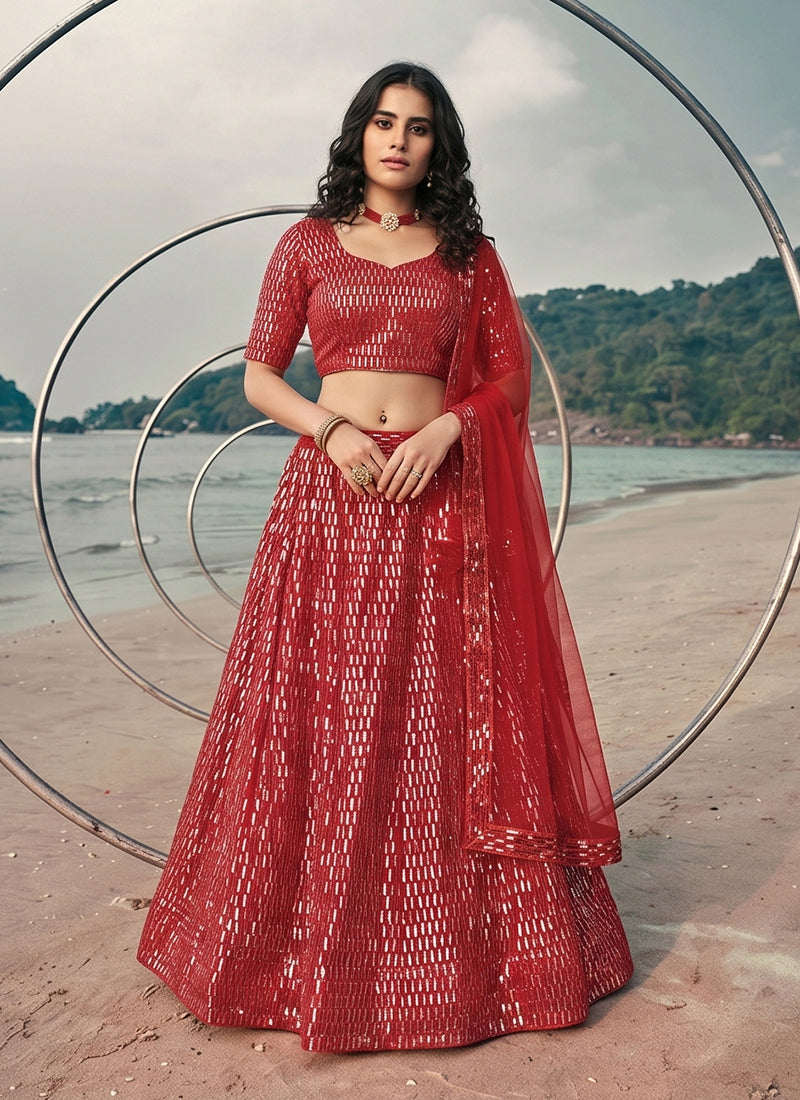 Buy Red Lehenga Choli For Women Online At Hatkay