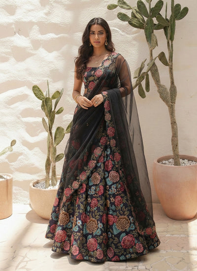 Black Digital Printed Designer Lehenga Choli