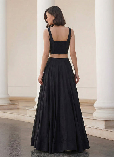 Black Sequin Embroidered Silk Lehenga