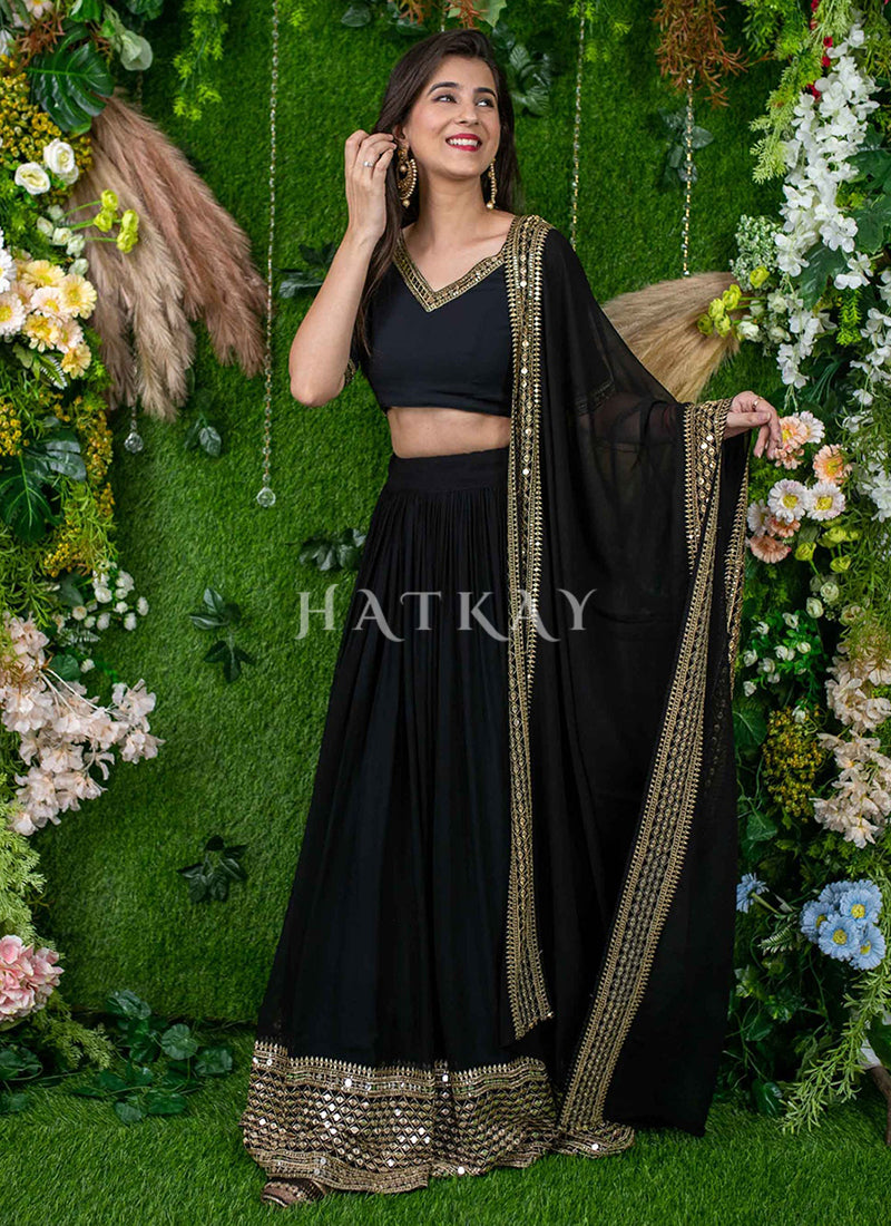 Black Embroidered Party Wear Lehenga Choli