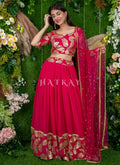 Magenta Embroidered Party Wear Lehenga Choli