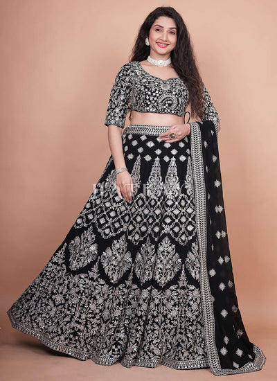 Black Embroidered Party Wear Lehenga Choli
