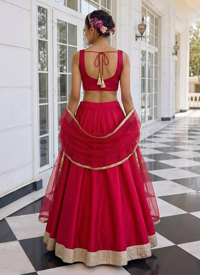 Magenta Pink Embroidery Party Wear Lehenga Choli