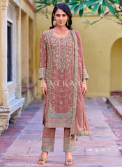 Dusty Pink Embroidered Pakistani Suit