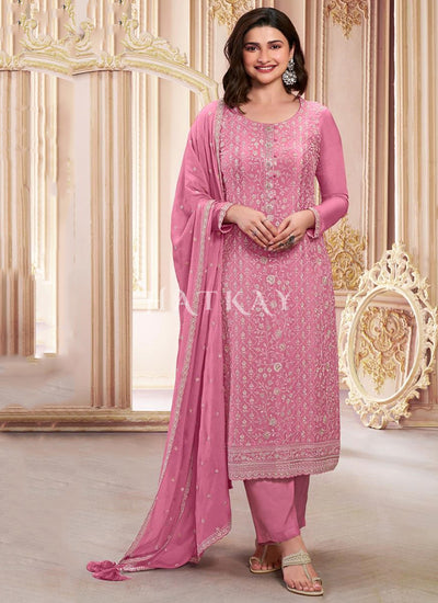 Pink Embroidered Pakistani Pant Suit