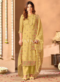 Yellow Floral Embroidered Pakistani Suit