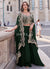 Dark Green Embroidered Cape Style Designer Palazzo Suit