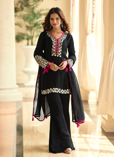 Black Mirror Work Pant Style Palazzo Suit