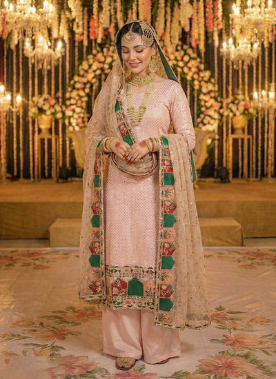 Peach Multi Embroidery Palazzo Suit