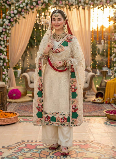 Cream Multi Embroidery Palazzo Suit