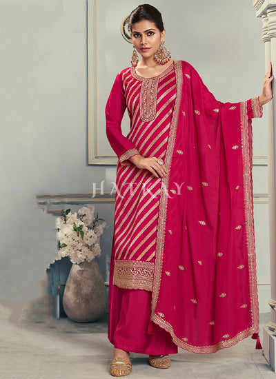 Rani Pink Embroidered Palazzo Suit