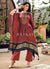 Deep Red Embroidery Kaftan Style Pant Suit