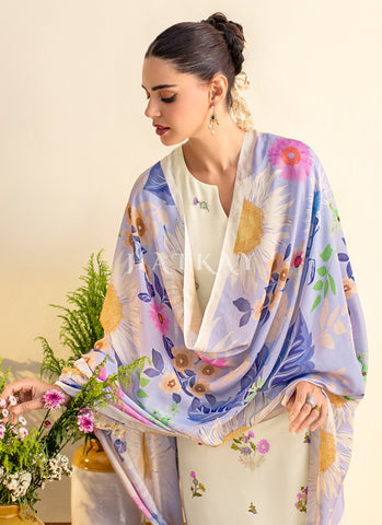White And Purple Chilankari Embroidery Salwar Kameez