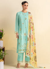 Sky Blue And Yellow Chilankari Embroidery Salwar Kameez