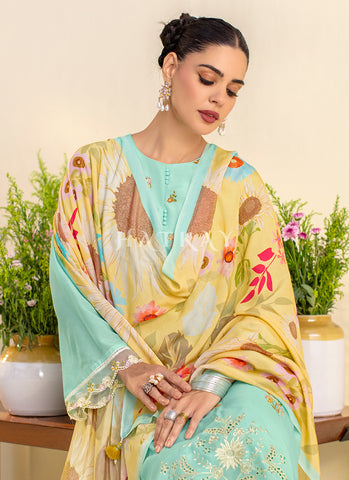 Sky Blue And Yellow Chilankari Embroidery Salwar Kameez