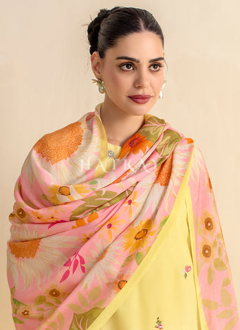 Yellow And Pink Chilankari Embroidery Salwar Kameez
