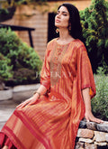 Orange Embroidery Kaftan Style Pant Suit